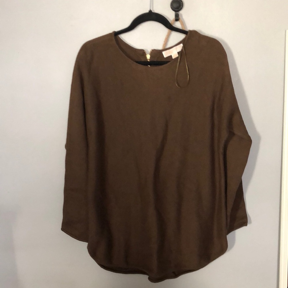 Womans size L Michael kors brown sweater zipper in back